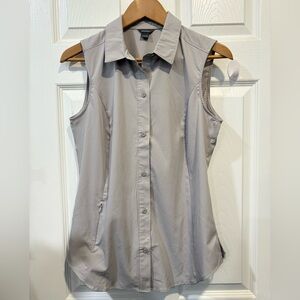 Eddie Bauer Gray Sleeveless Button-Down Shirt